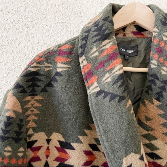 Driftwood Coat Rowan Jacket Long Aztec Western Teepee Boho Green Small - Picture 8 of 14